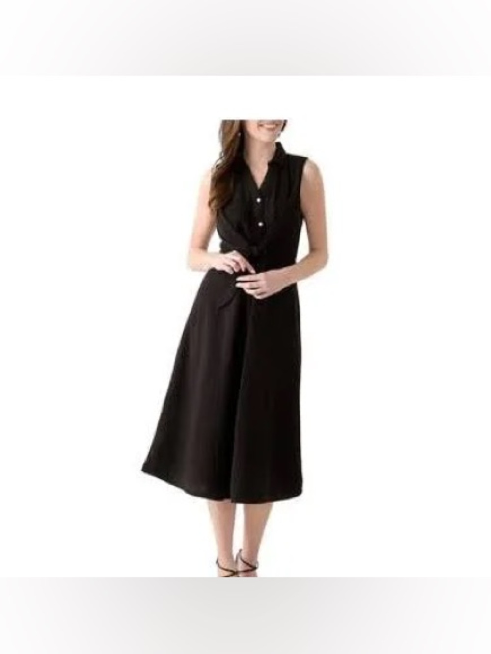 Sleeveless Tie Front Gauzy  Midi Dress